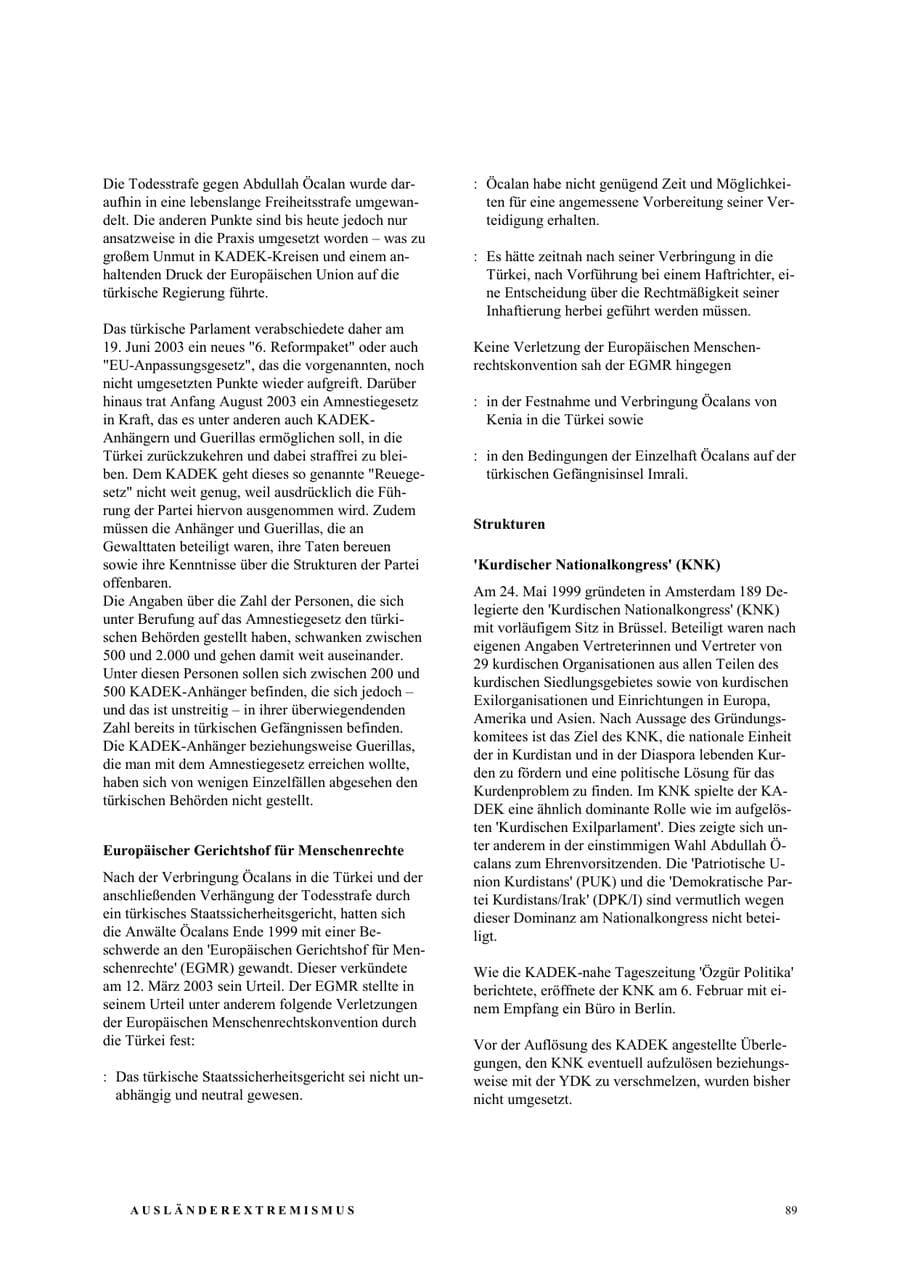 Seite 95 des Verfassungsschutzbericht 2003 Nordrhein-Westfalen