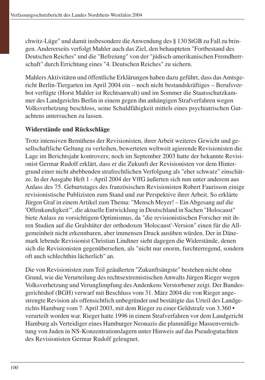 Seite 102 des Verfassungsschutzbericht 2004 Nordrhein-Westfalen