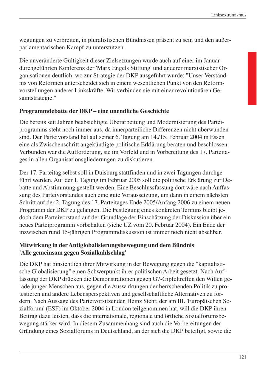 Seite 123 des Verfassungsschutzbericht 2004 Nordrhein-Westfalen