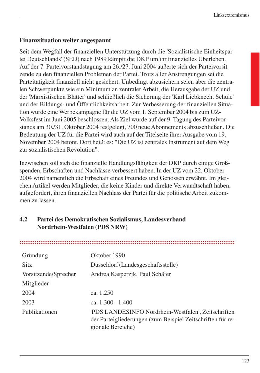 Seite 125 des Verfassungsschutzbericht 2004 Nordrhein-Westfalen