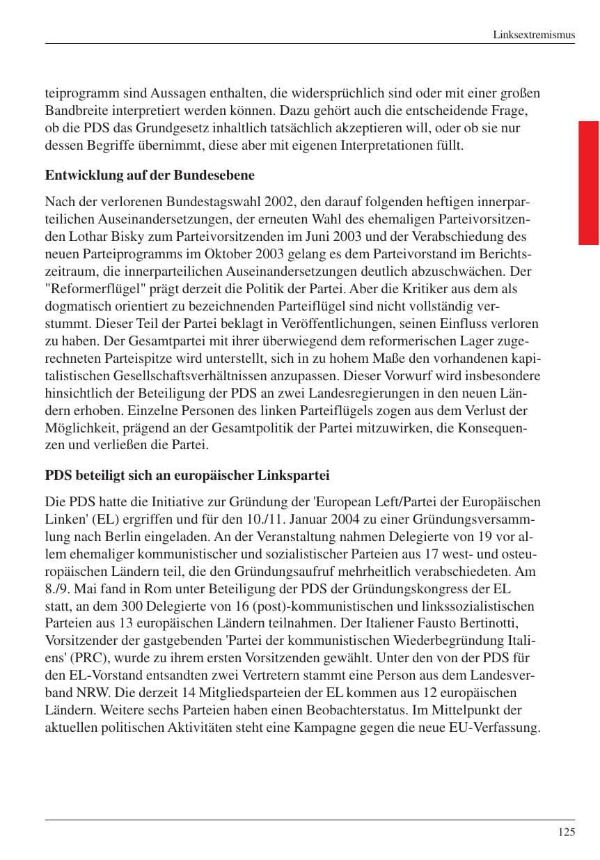 Seite 127 des Verfassungsschutzbericht 2004 Nordrhein-Westfalen