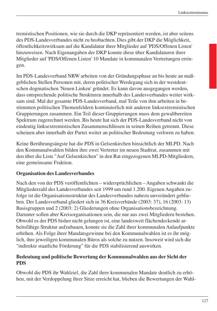 Seite 129 des Verfassungsschutzbericht 2004 Nordrhein-Westfalen