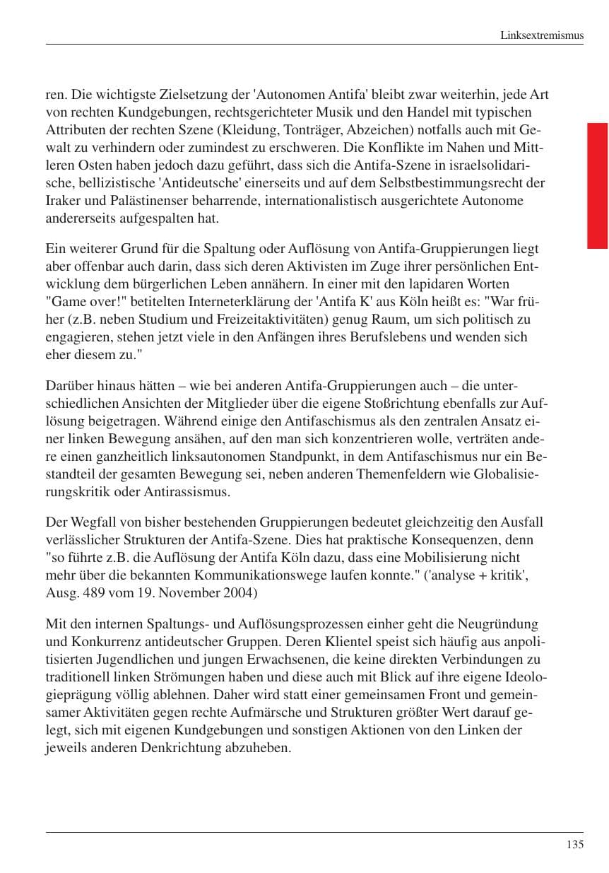 Seite 137 des Verfassungsschutzbericht 2004 Nordrhein-Westfalen