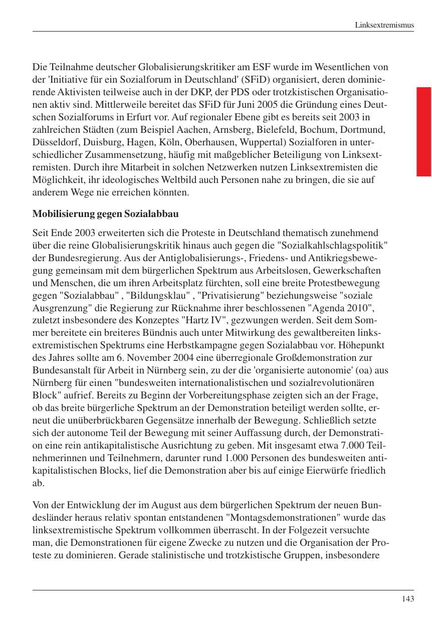 Seite 145 des Verfassungsschutzbericht 2004 Nordrhein-Westfalen
