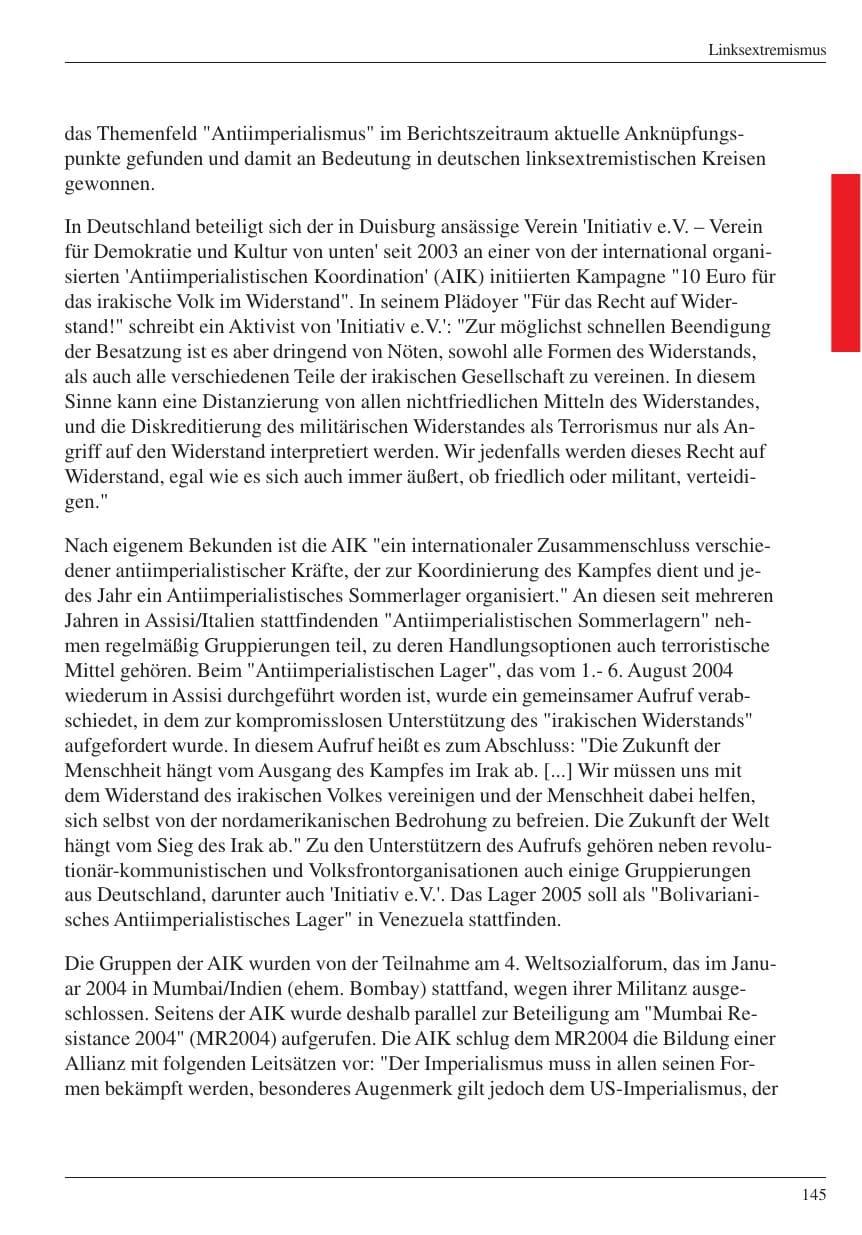 Seite 147 des Verfassungsschutzbericht 2004 Nordrhein-Westfalen