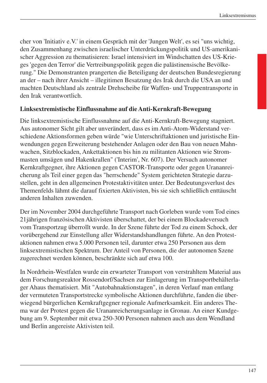 Seite 149 des Verfassungsschutzbericht 2004 Nordrhein-Westfalen