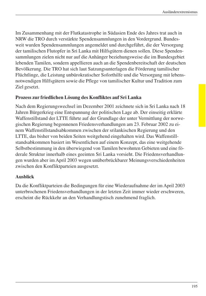 Seite 197 des Verfassungsschutzbericht 2004 Nordrhein-Westfalen