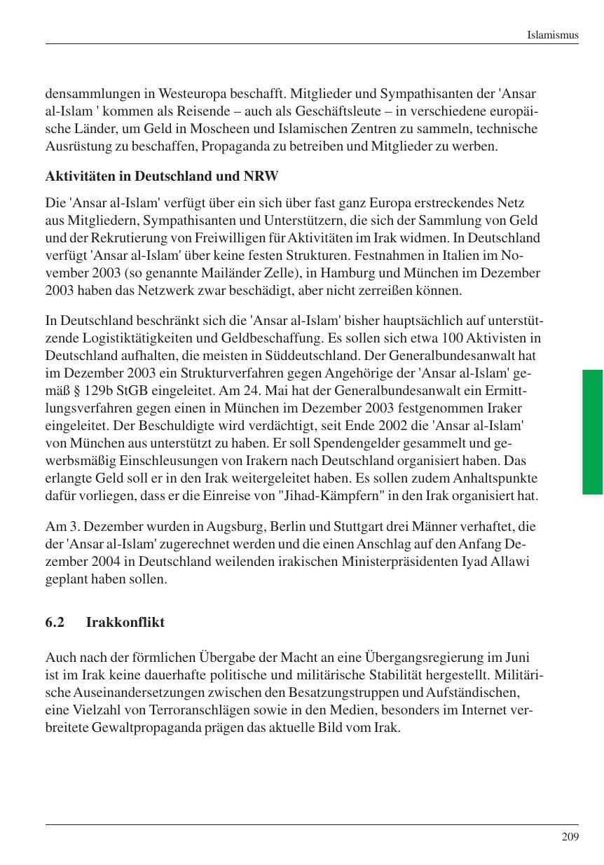 Seite 211 des Verfassungsschutzbericht 2004 Nordrhein-Westfalen
