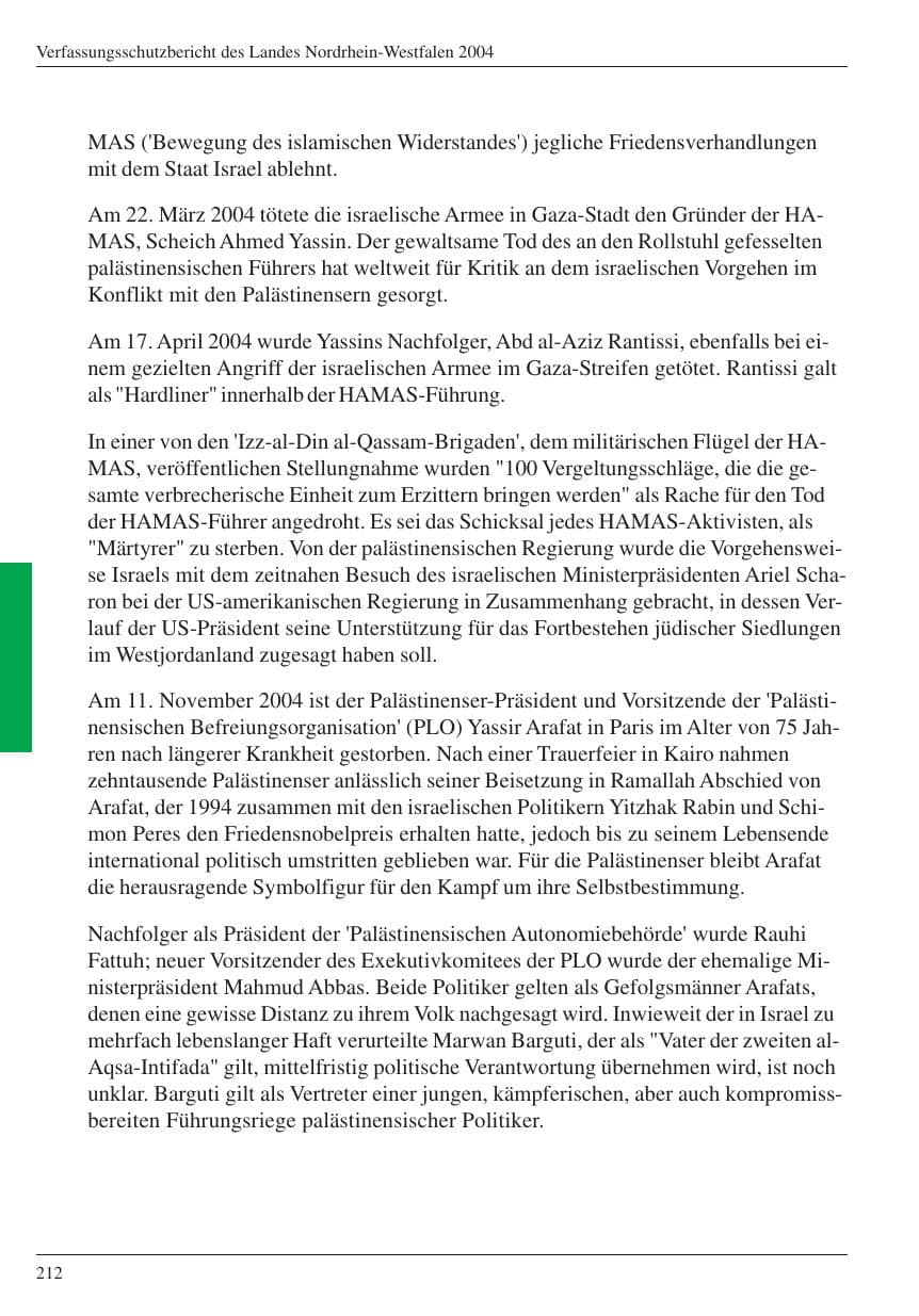 Seite 214 des Verfassungsschutzbericht 2004 Nordrhein-Westfalen