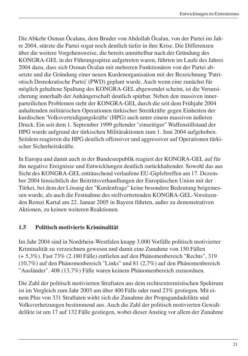 Seite 23 des Verfassungsschutzbericht 2004 Nordrhein-Westfalen