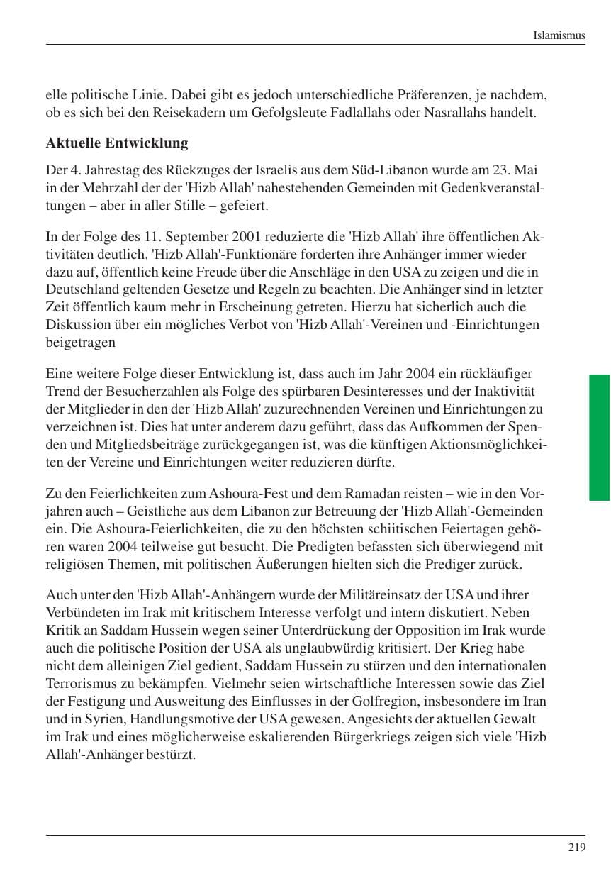 Seite 221 des Verfassungsschutzbericht 2004 Nordrhein-Westfalen