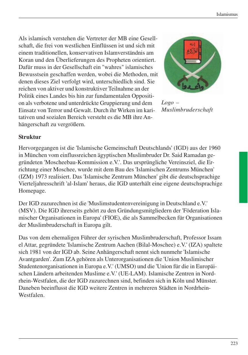 Seite 225 des Verfassungsschutzbericht 2004 Nordrhein-Westfalen