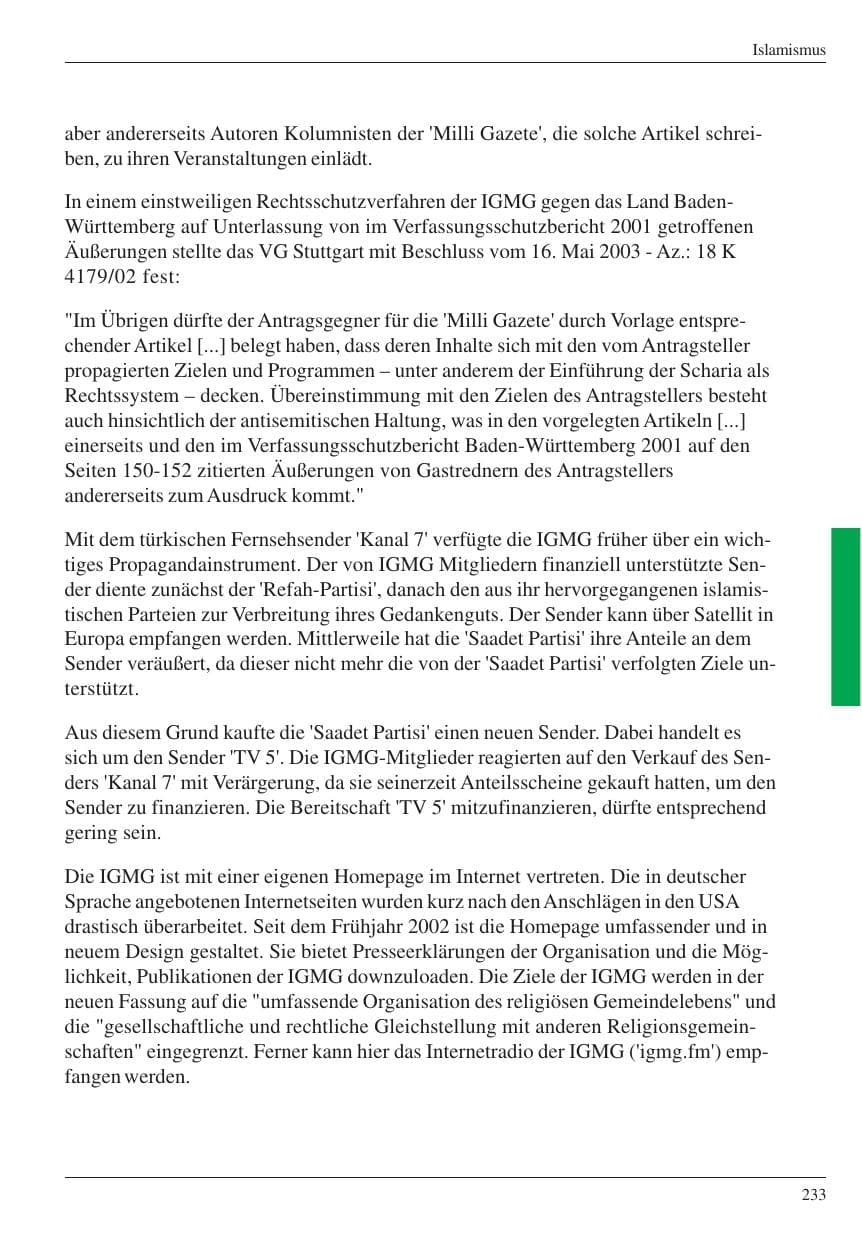 Seite 235 des Verfassungsschutzbericht 2004 Nordrhein-Westfalen
