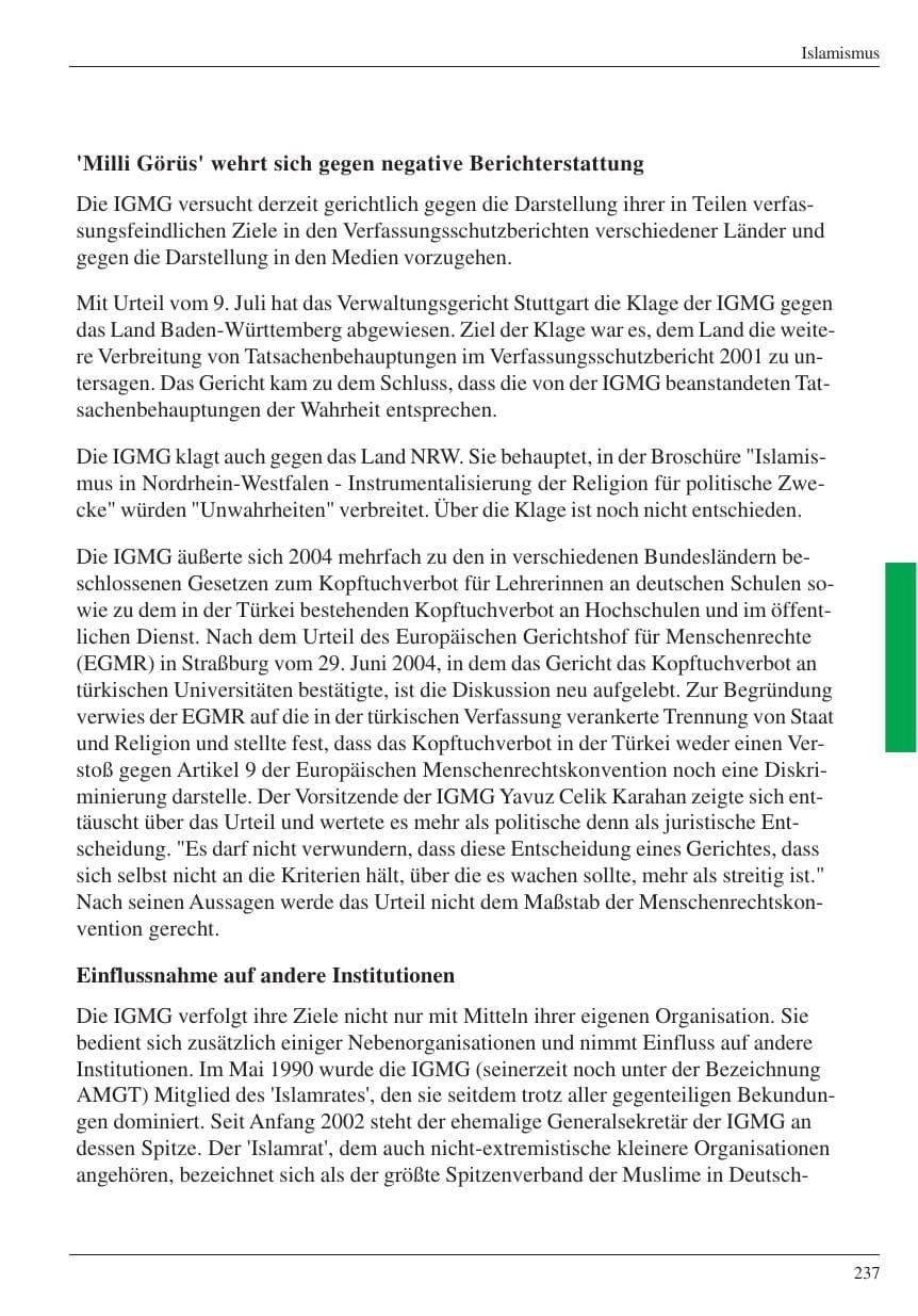Seite 239 des Verfassungsschutzbericht 2004 Nordrhein-Westfalen