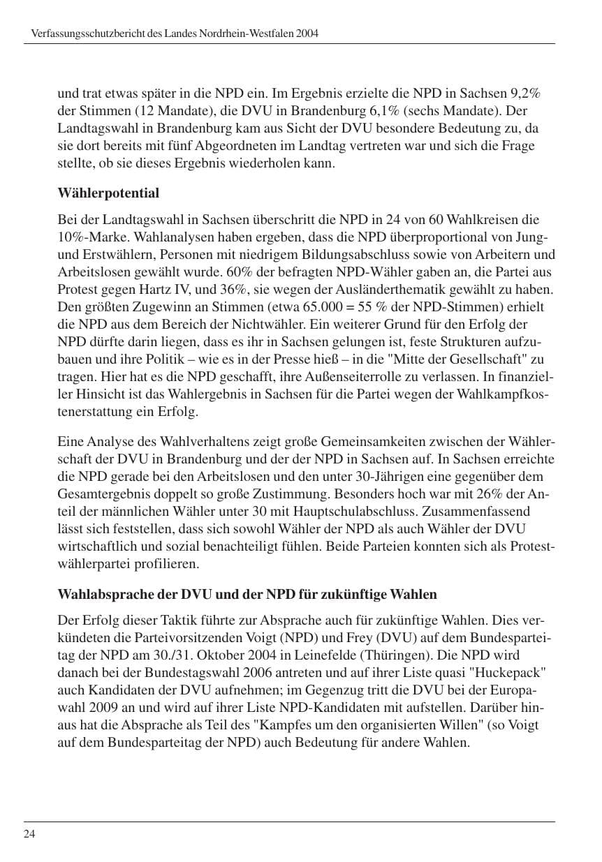 Seite 26 des Verfassungsschutzbericht 2004 Nordrhein-Westfalen
