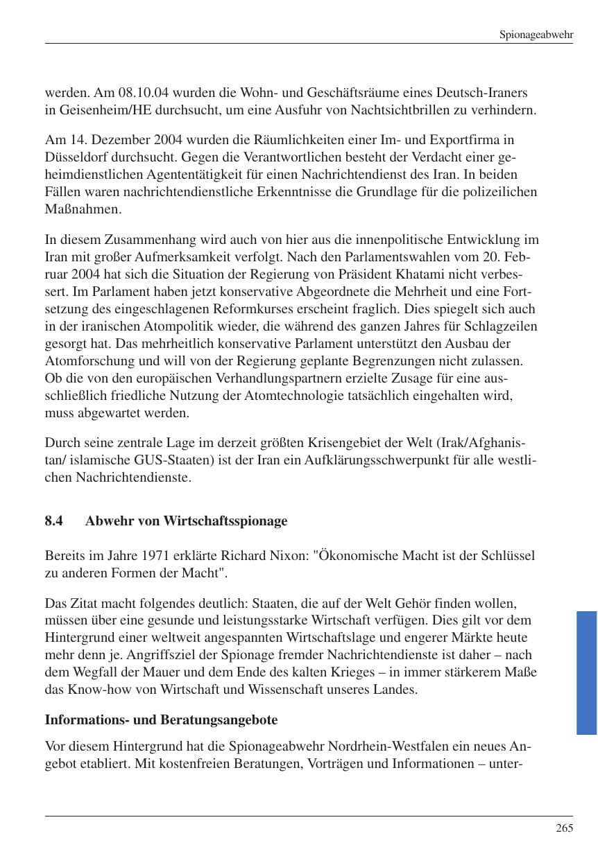 Seite 267 des Verfassungsschutzbericht 2004 Nordrhein-Westfalen