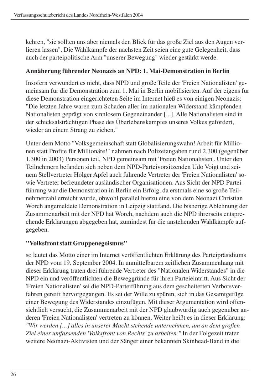 Seite 28 des Verfassungsschutzbericht 2004 Nordrhein-Westfalen