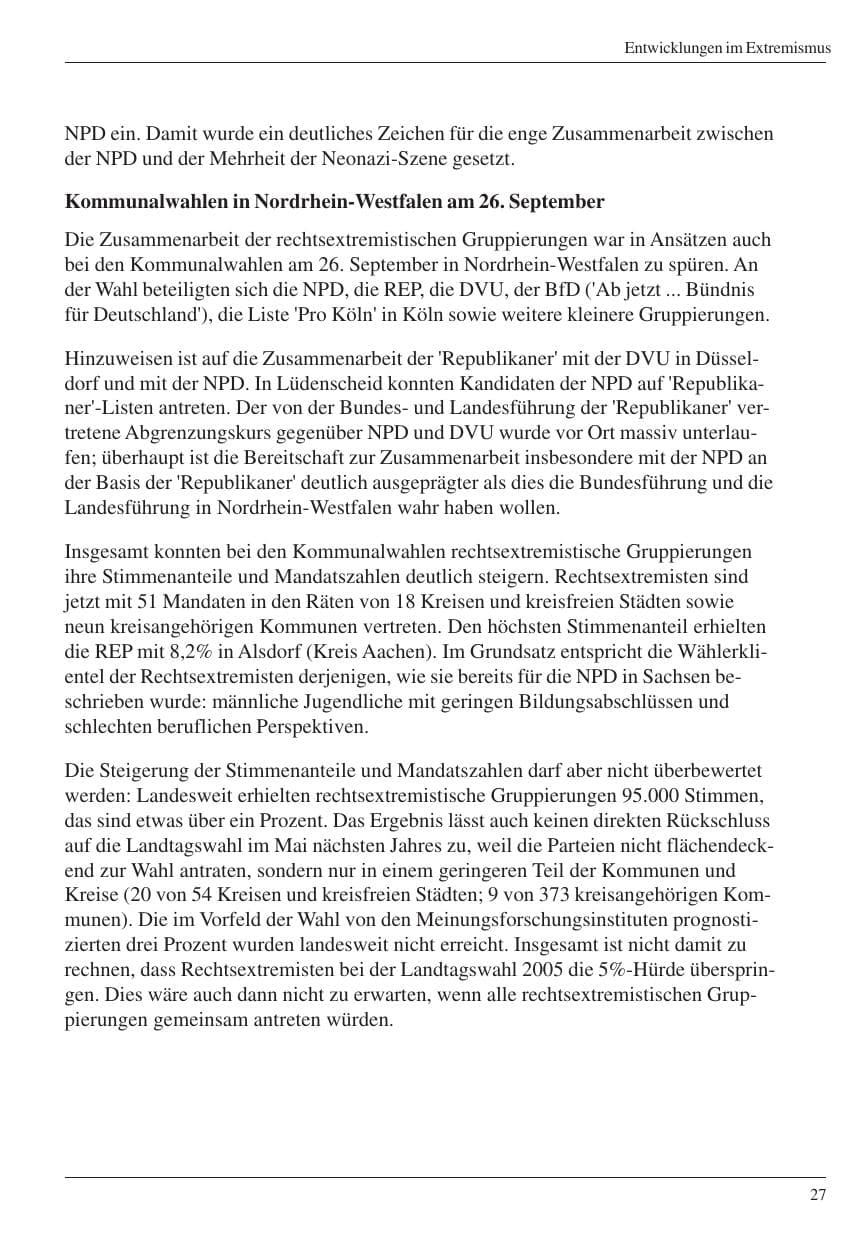 Seite 29 des Verfassungsschutzbericht 2004 Nordrhein-Westfalen
