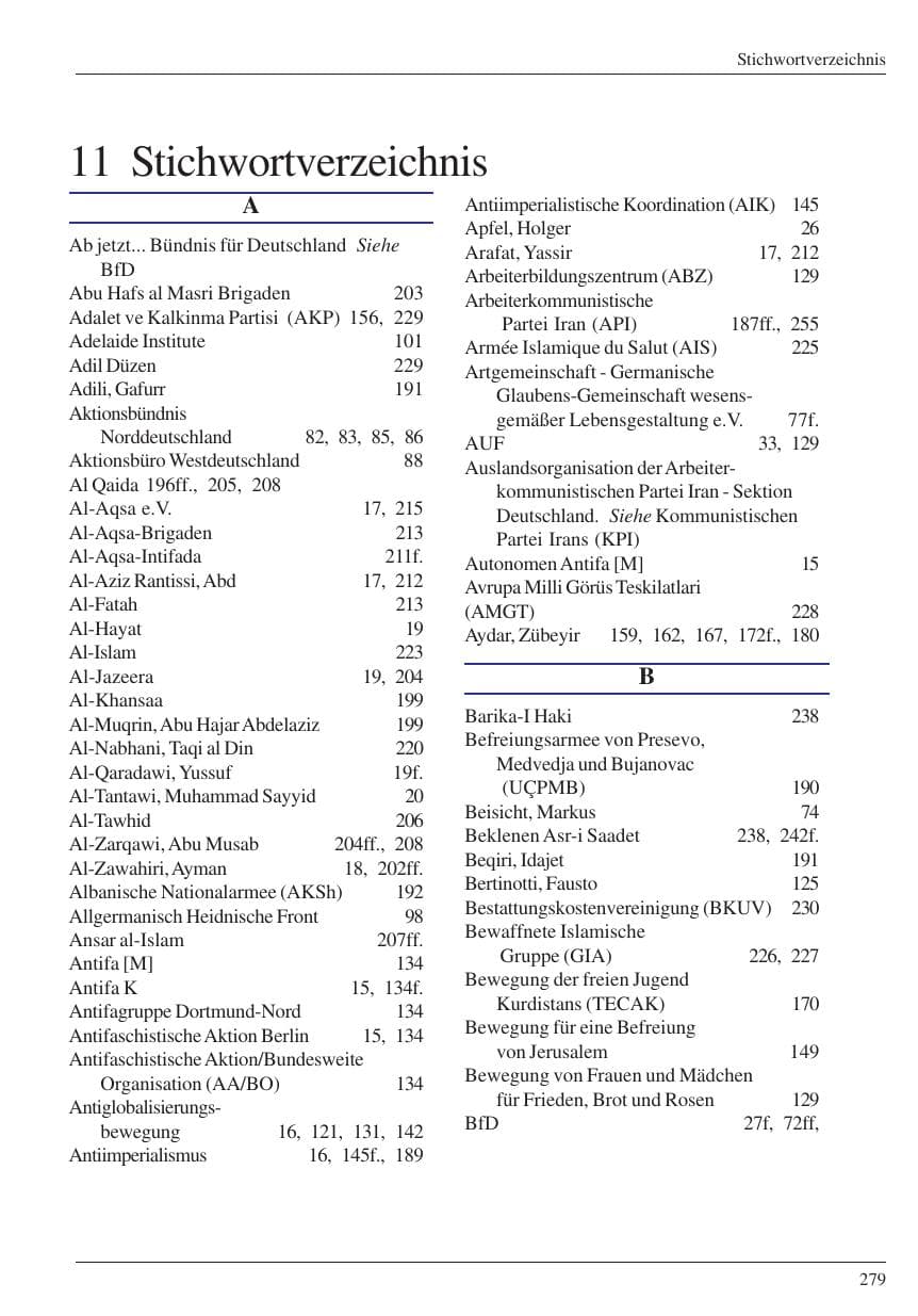 Seite 281 des Verfassungsschutzbericht 2004 Nordrhein-Westfalen