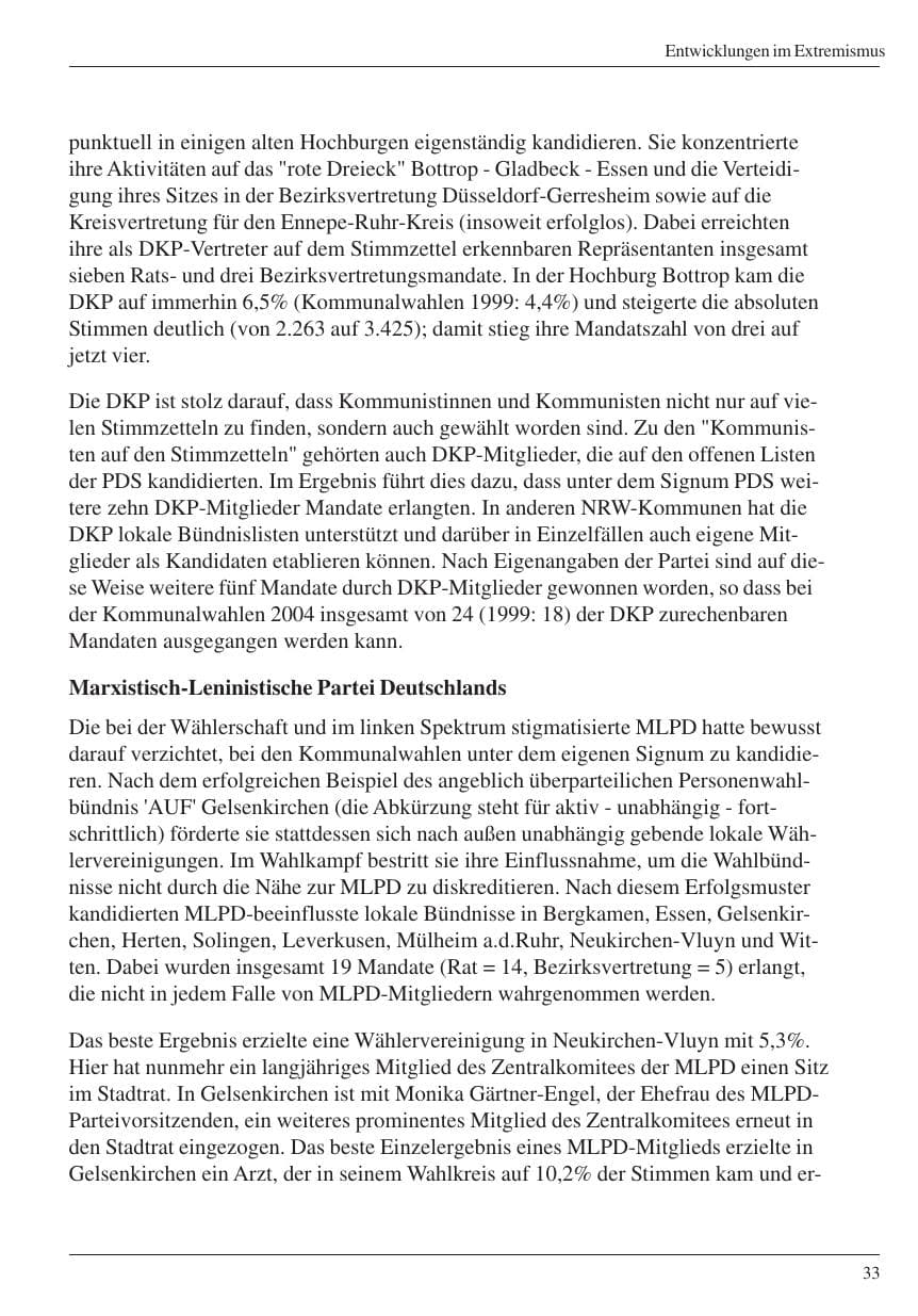 Seite 35 des Verfassungsschutzbericht 2004 Nordrhein-Westfalen