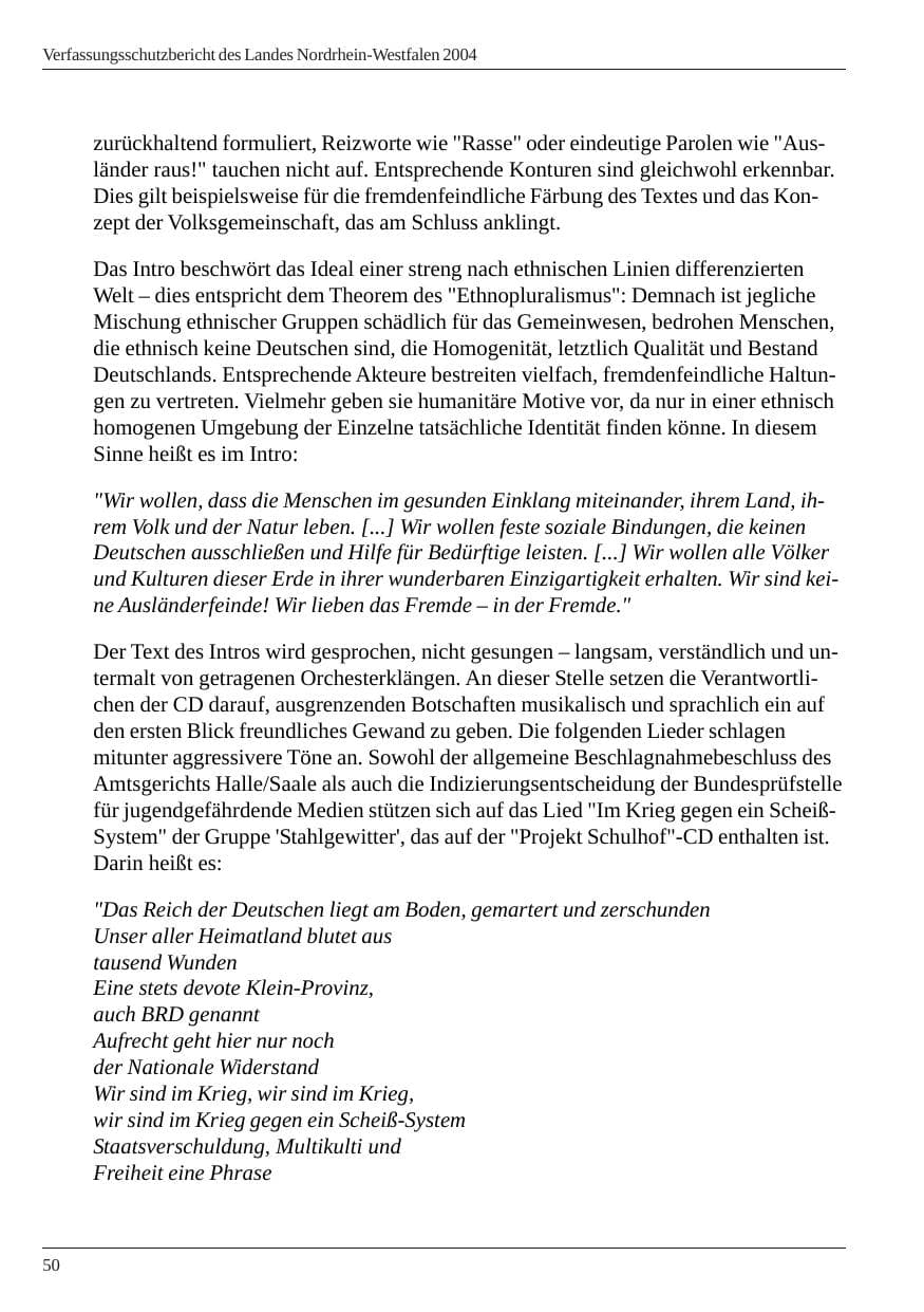 Seite 52 des Verfassungsschutzbericht 2004 Nordrhein-Westfalen