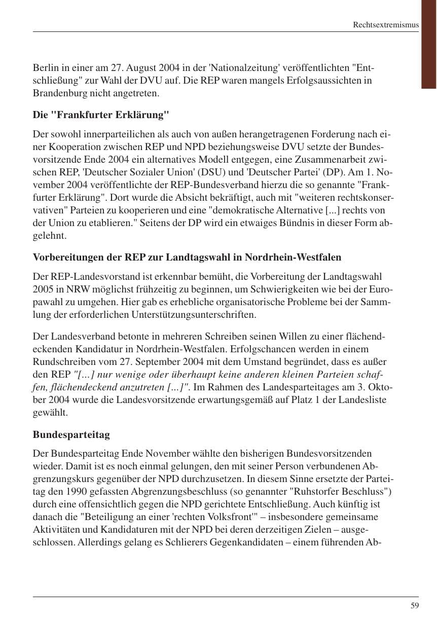 Seite 61 des Verfassungsschutzbericht 2004 Nordrhein-Westfalen