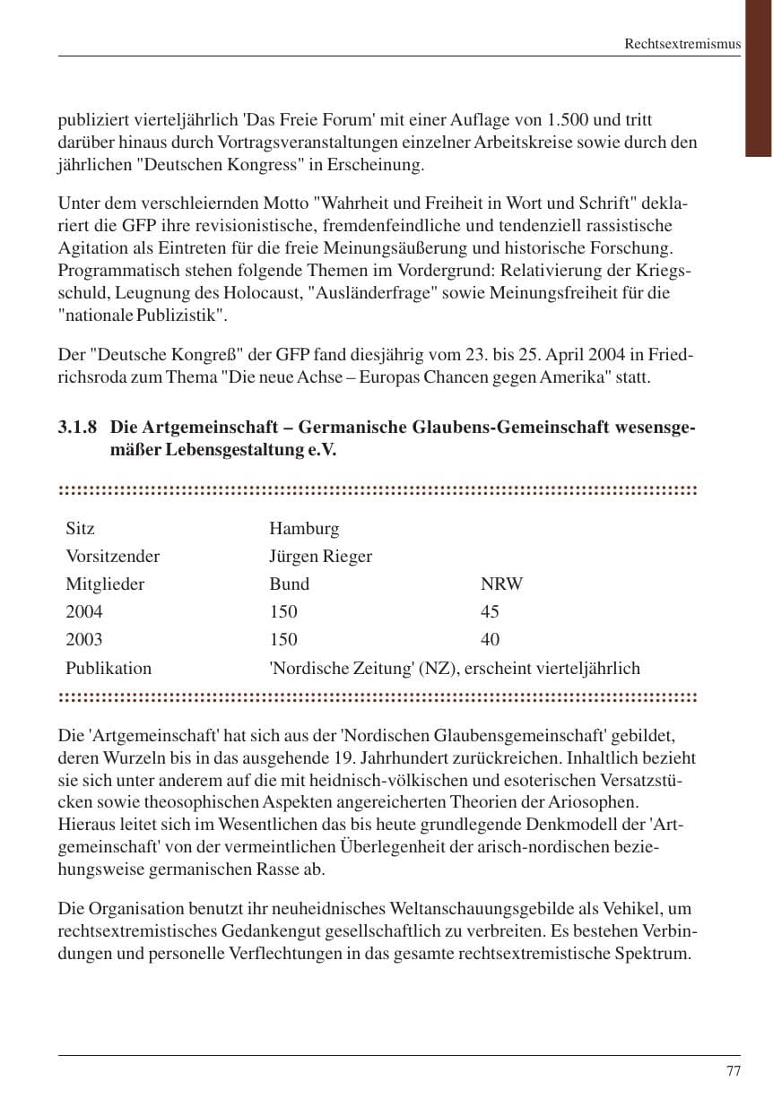 Seite 79 des Verfassungsschutzbericht 2004 Nordrhein-Westfalen