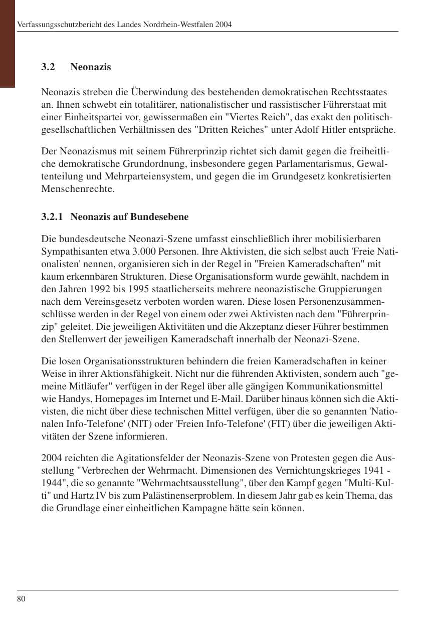 Seite 82 des Verfassungsschutzbericht 2004 Nordrhein-Westfalen