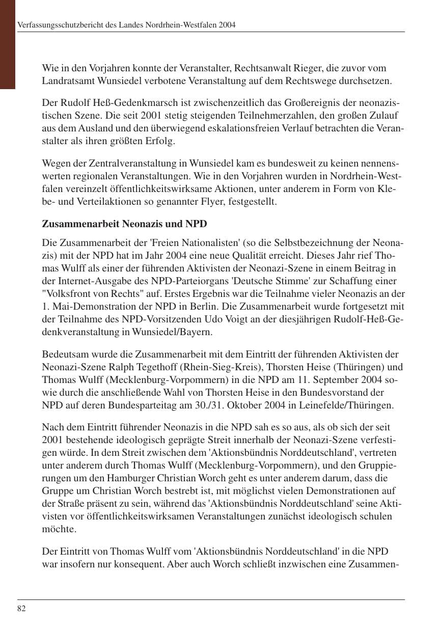 Seite 84 des Verfassungsschutzbericht 2004 Nordrhein-Westfalen