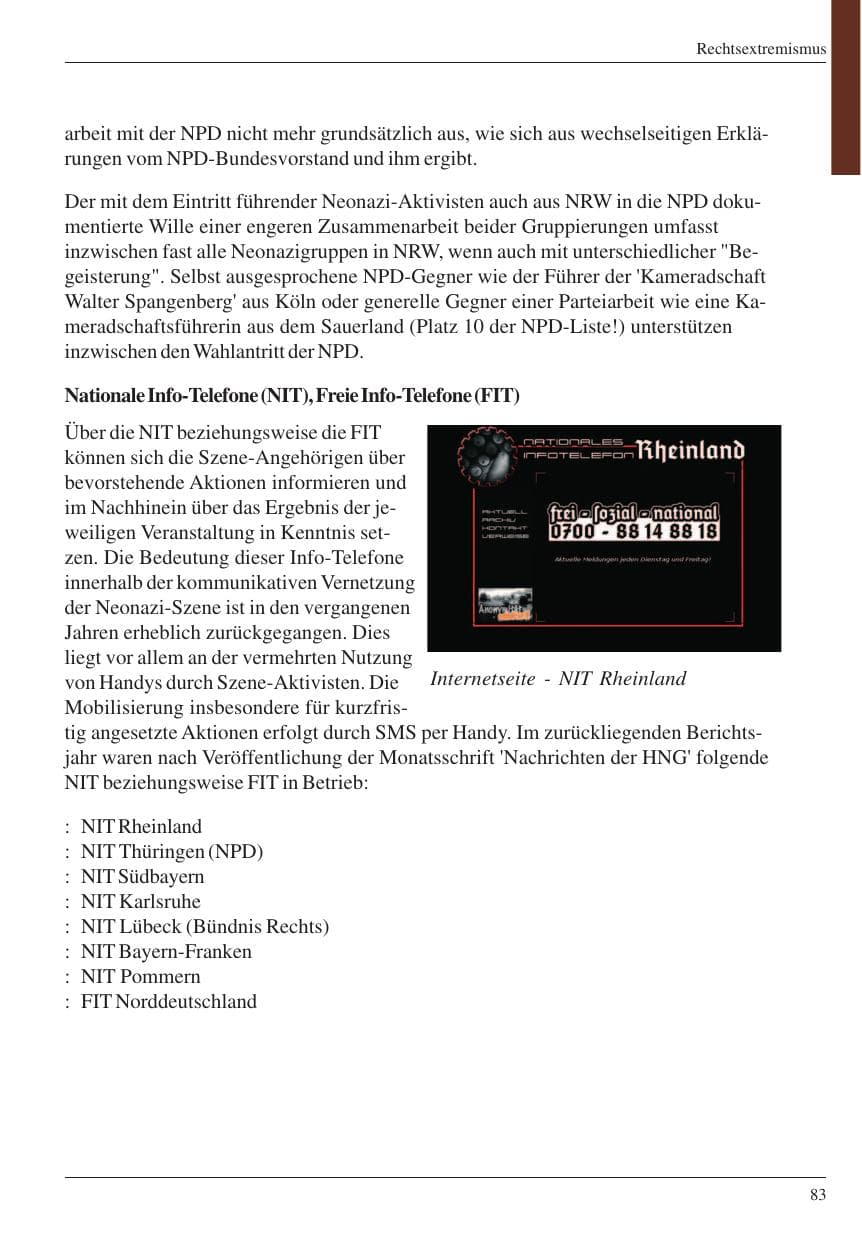 Seite 85 des Verfassungsschutzbericht 2004 Nordrhein-Westfalen