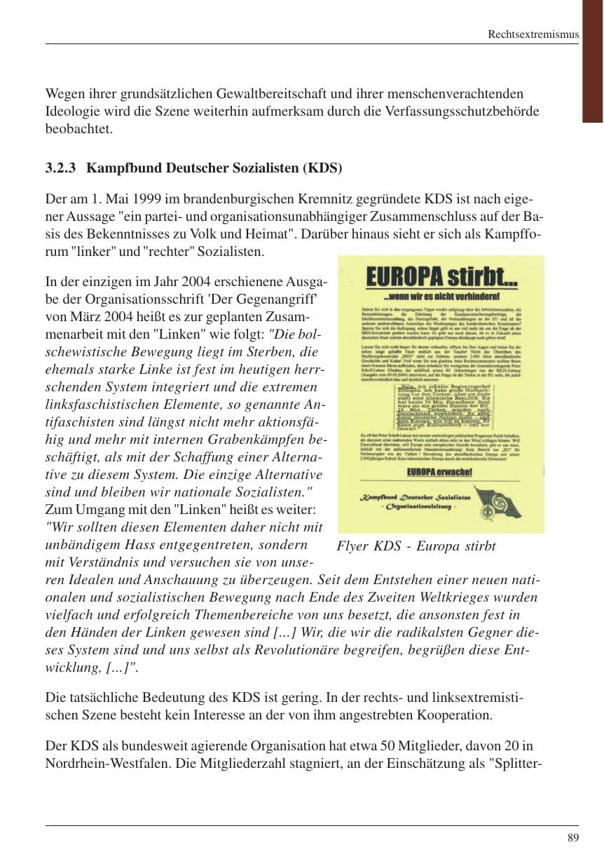 Seite 91 des Verfassungsschutzbericht 2004 Nordrhein-Westfalen