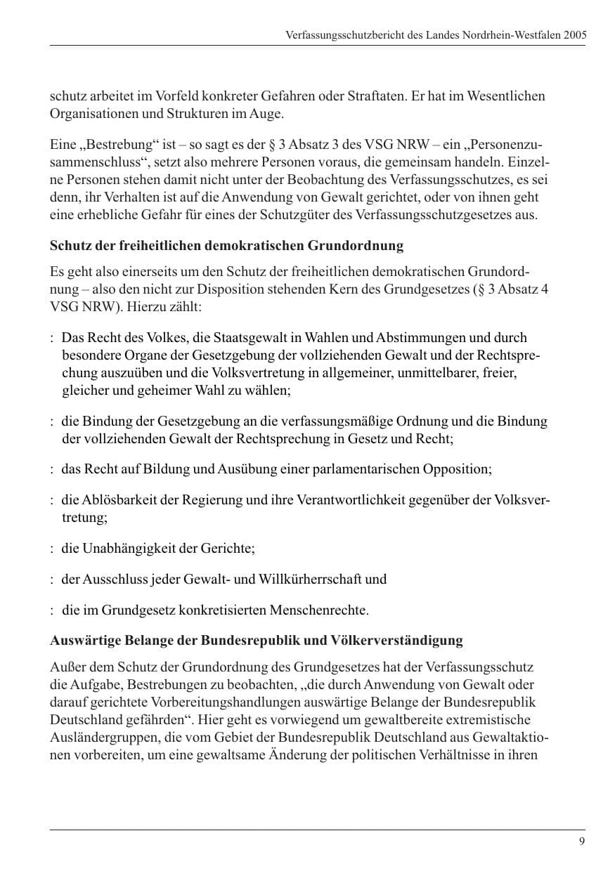 Seite 11 des Verfassungsschutzbericht 2005 Nordrhein-Westfalen