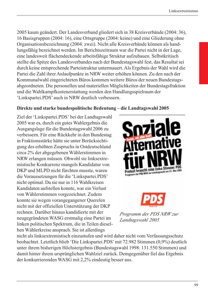 Seite 101 des Verfassungsschutzbericht 2005 Nordrhein-Westfalen