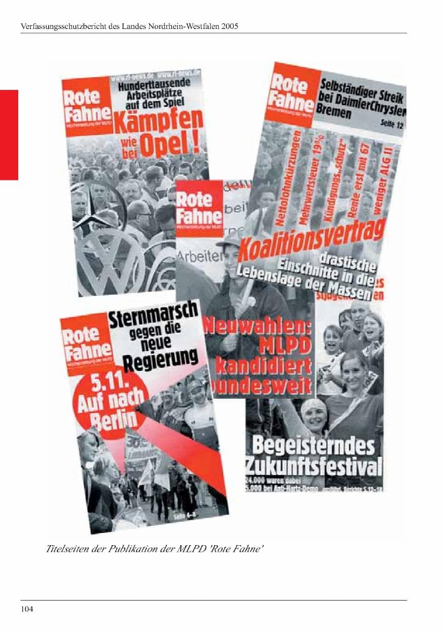Seite 106 des Verfassungsschutzbericht 2005 Nordrhein-Westfalen