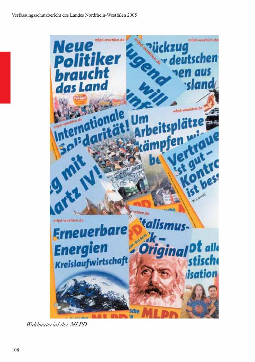 Seite 110 des Verfassungsschutzbericht 2005 Nordrhein-Westfalen