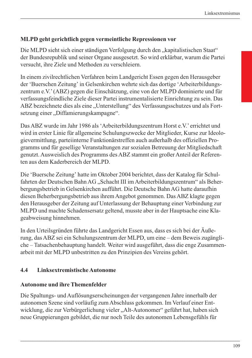 Seite 111 des Verfassungsschutzbericht 2005 Nordrhein-Westfalen
