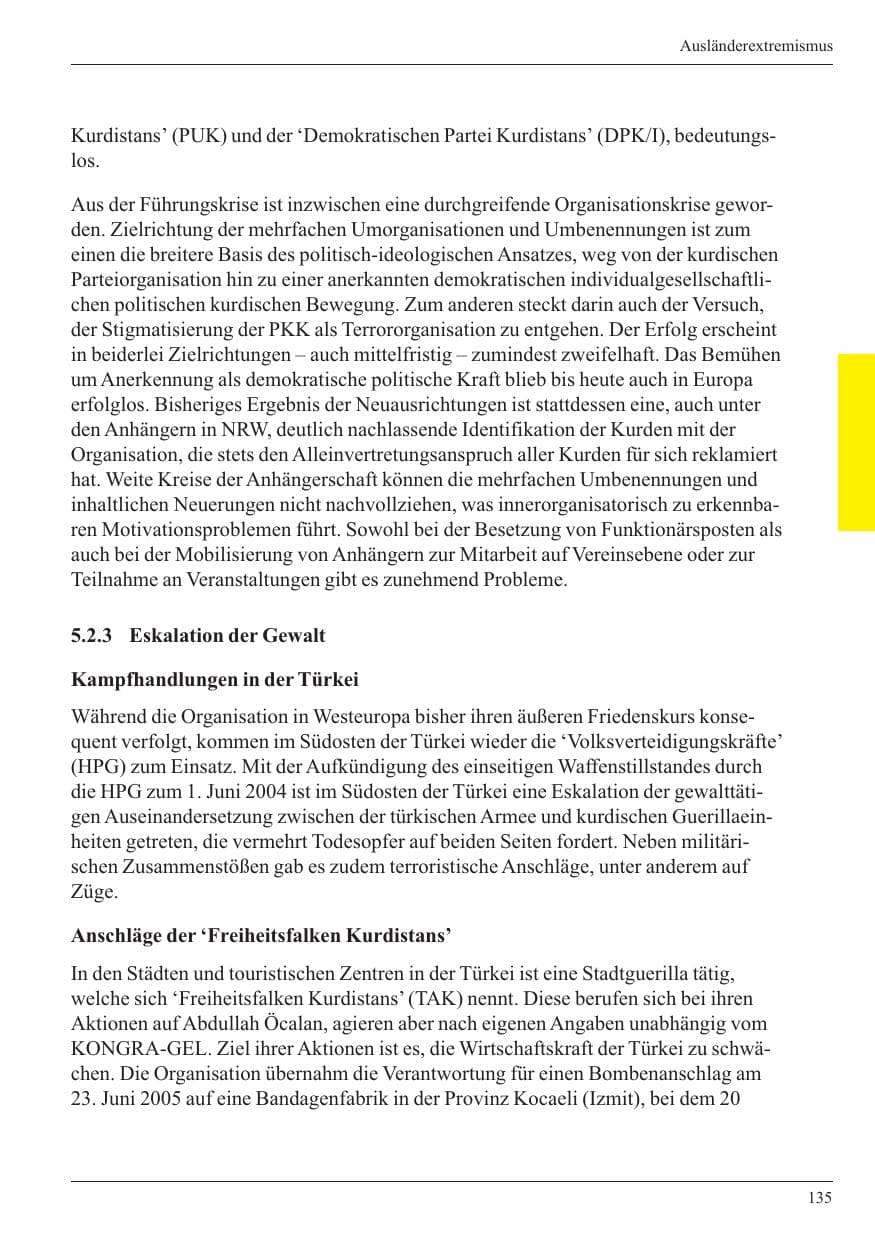 Seite 137 des Verfassungsschutzbericht 2005 Nordrhein-Westfalen