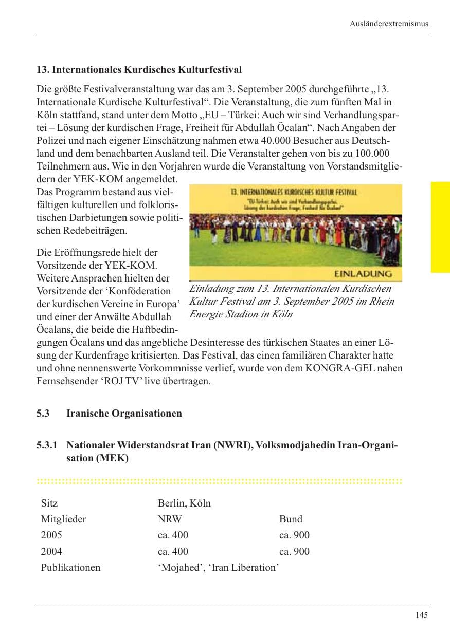 Seite 147 des Verfassungsschutzbericht 2005 Nordrhein-Westfalen