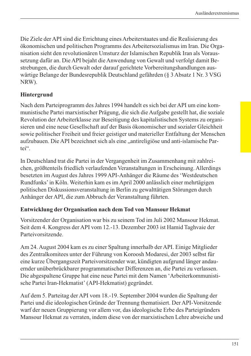 Seite 153 des Verfassungsschutzbericht 2005 Nordrhein-Westfalen