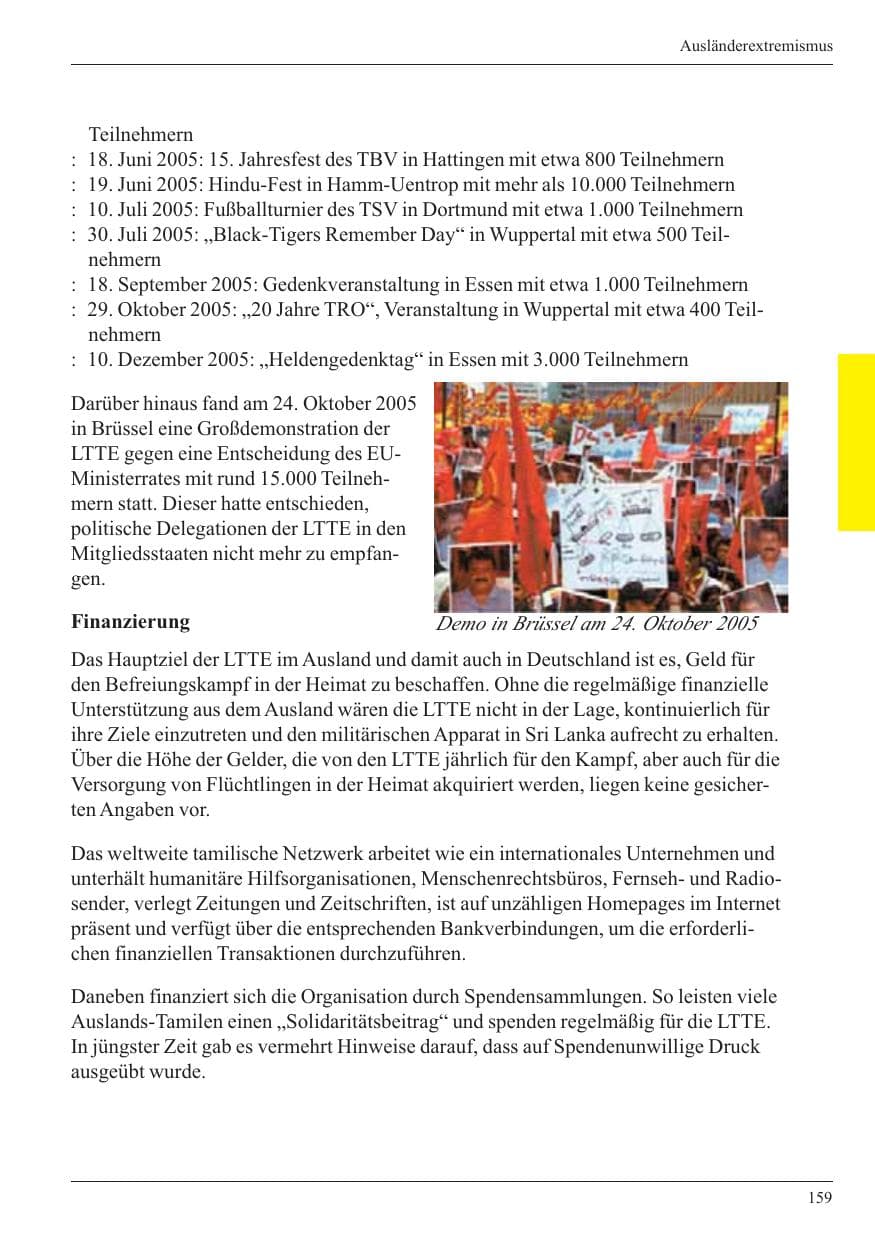 Seite 161 des Verfassungsschutzbericht 2005 Nordrhein-Westfalen