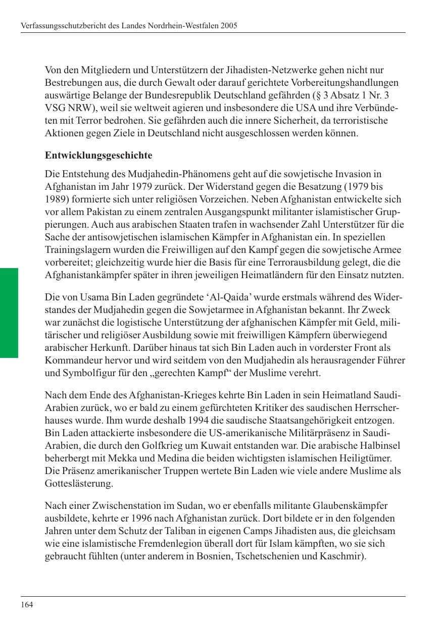 Seite 166 des Verfassungsschutzbericht 2005 Nordrhein-Westfalen