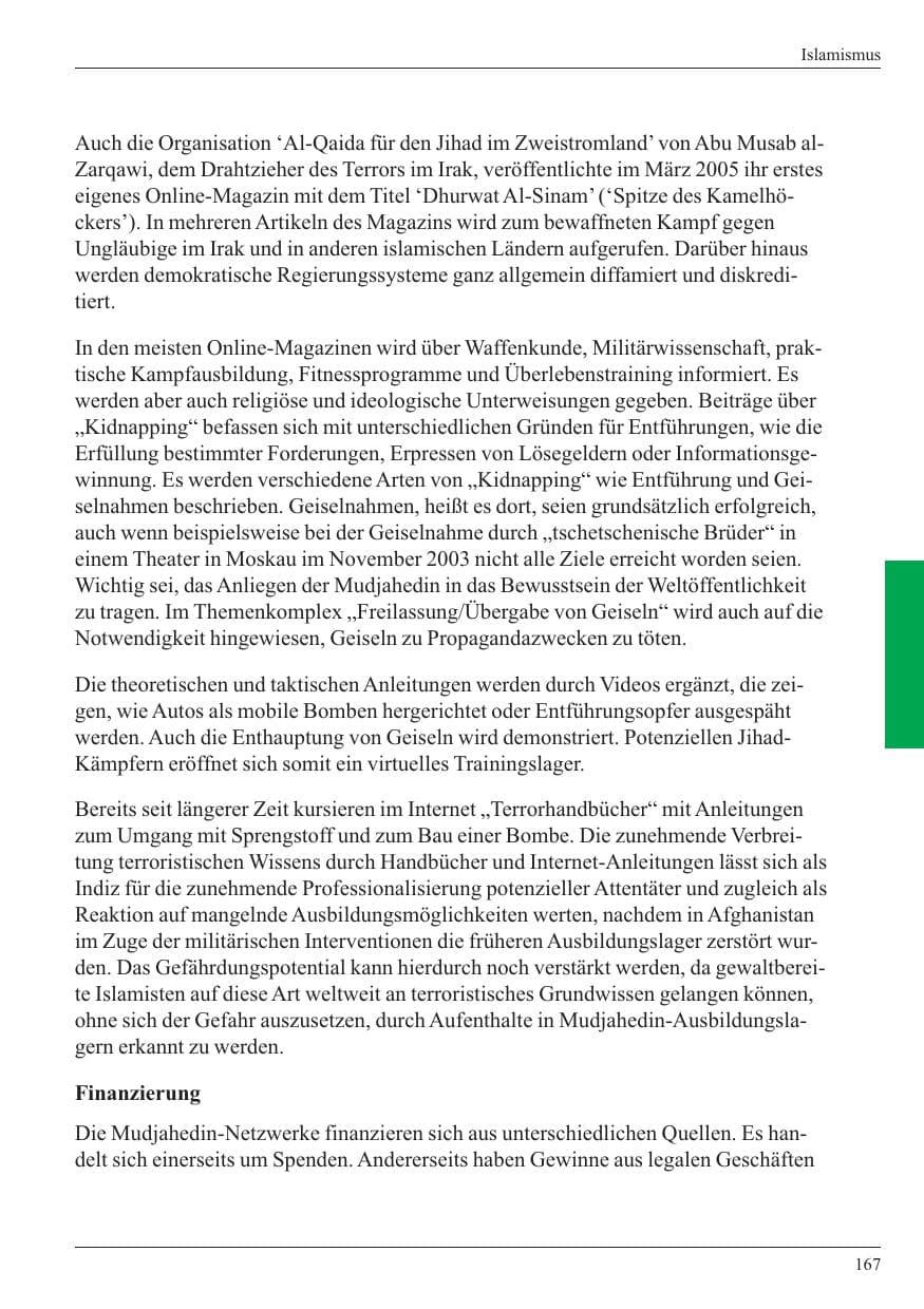 Seite 169 des Verfassungsschutzbericht 2005 Nordrhein-Westfalen