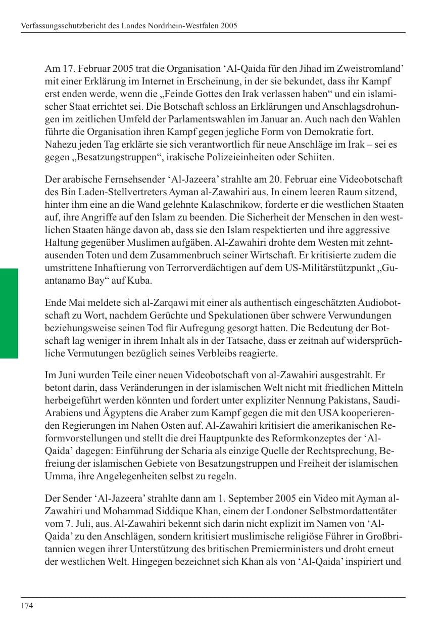 Seite 176 des Verfassungsschutzbericht 2005 Nordrhein-Westfalen