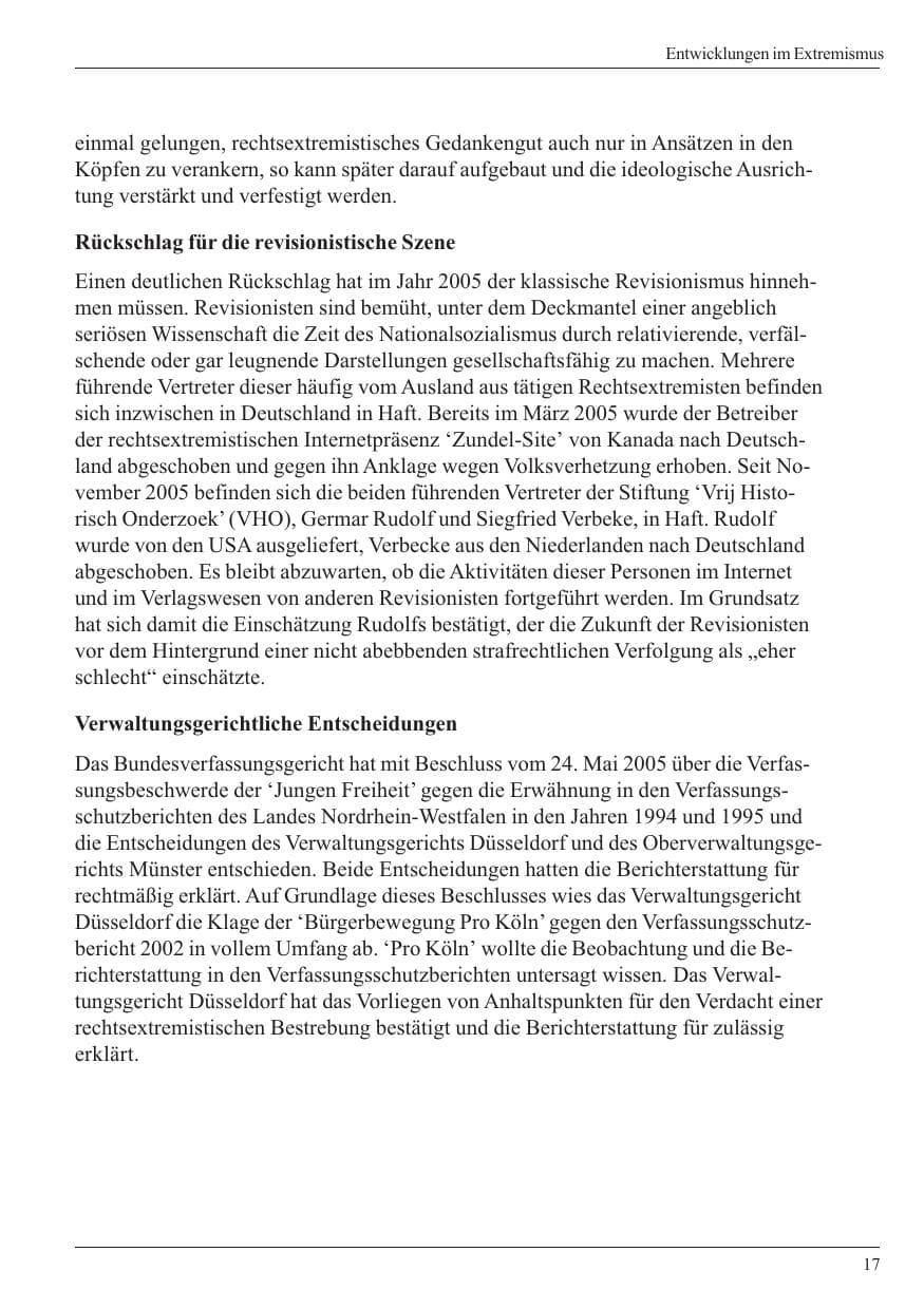Seite 19 des Verfassungsschutzbericht 2005 Nordrhein-Westfalen