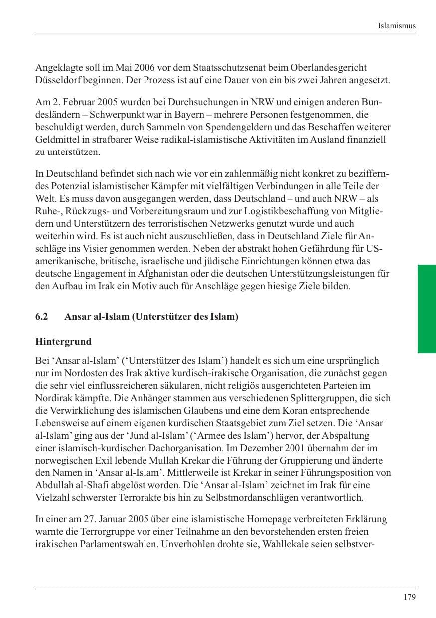 Seite 181 des Verfassungsschutzbericht 2005 Nordrhein-Westfalen
