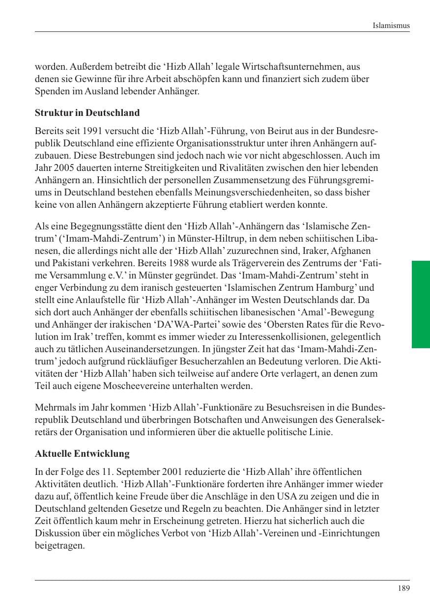 Seite 191 des Verfassungsschutzbericht 2005 Nordrhein-Westfalen