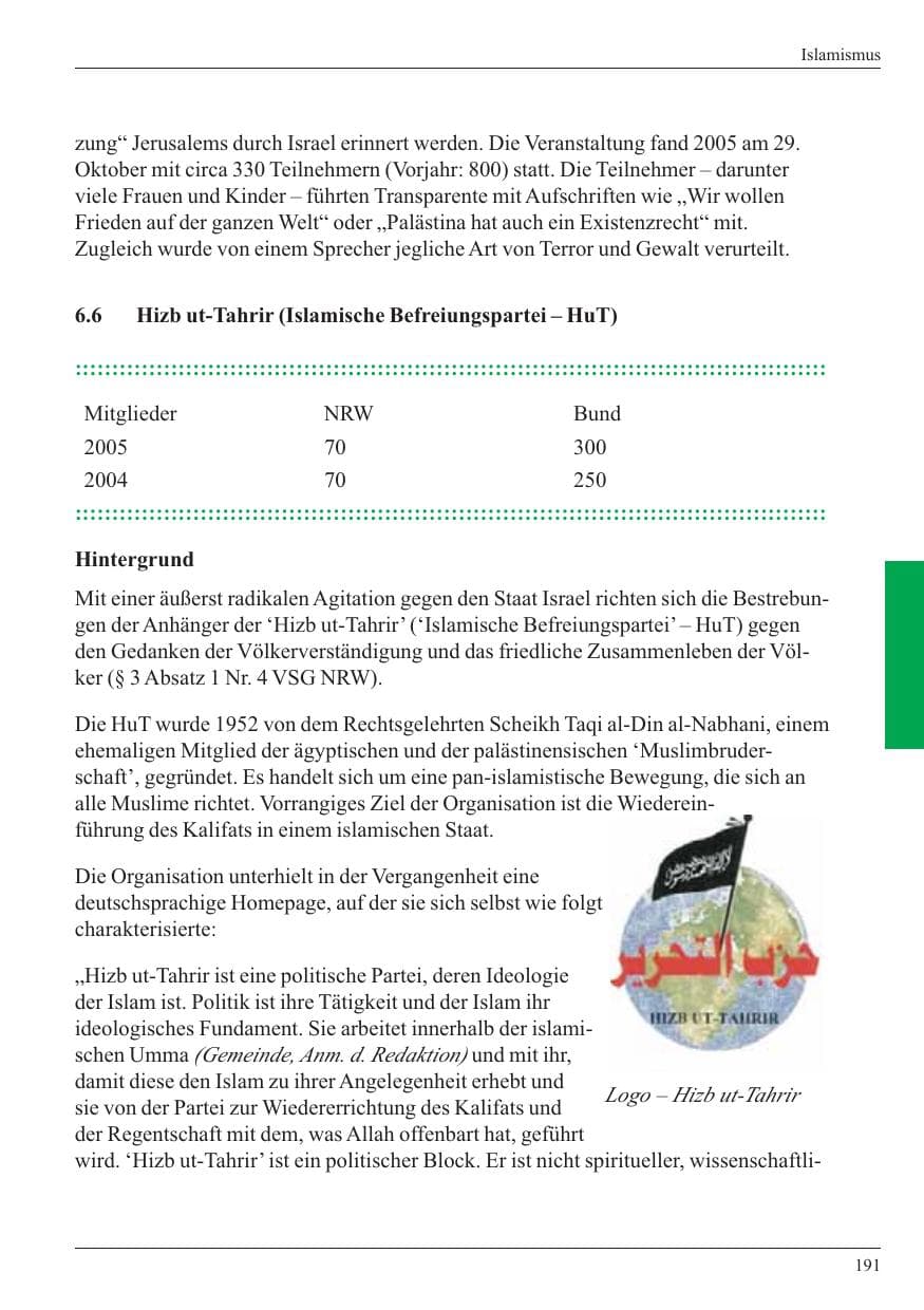 Seite 193 des Verfassungsschutzbericht 2005 Nordrhein-Westfalen