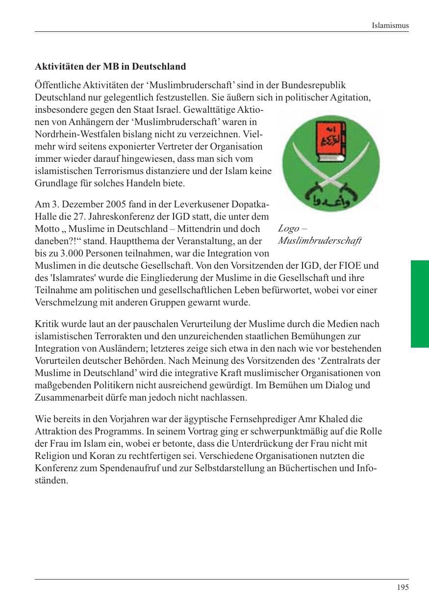 Seite 197 des Verfassungsschutzbericht 2005 Nordrhein-Westfalen