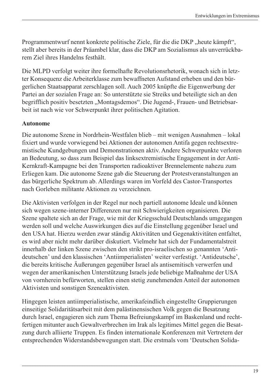 Seite 21 des Verfassungsschutzbericht 2005 Nordrhein-Westfalen