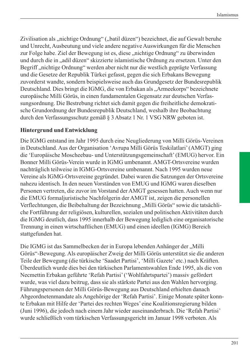 Seite 203 des Verfassungsschutzbericht 2005 Nordrhein-Westfalen